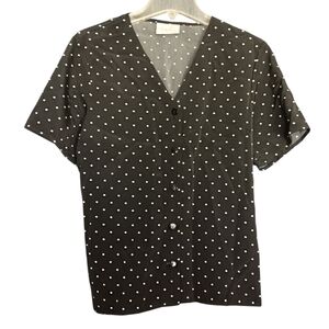 Kathie Lee Collection Black and White Polka Dot Blouse